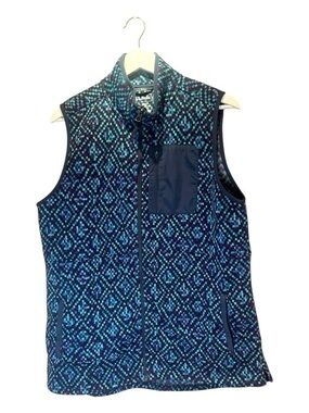 LL Bean Women’s Sweater Fleece Vest Geometric Print Size Large